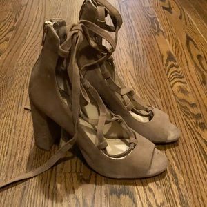 Vince Camuto lace up suede heels